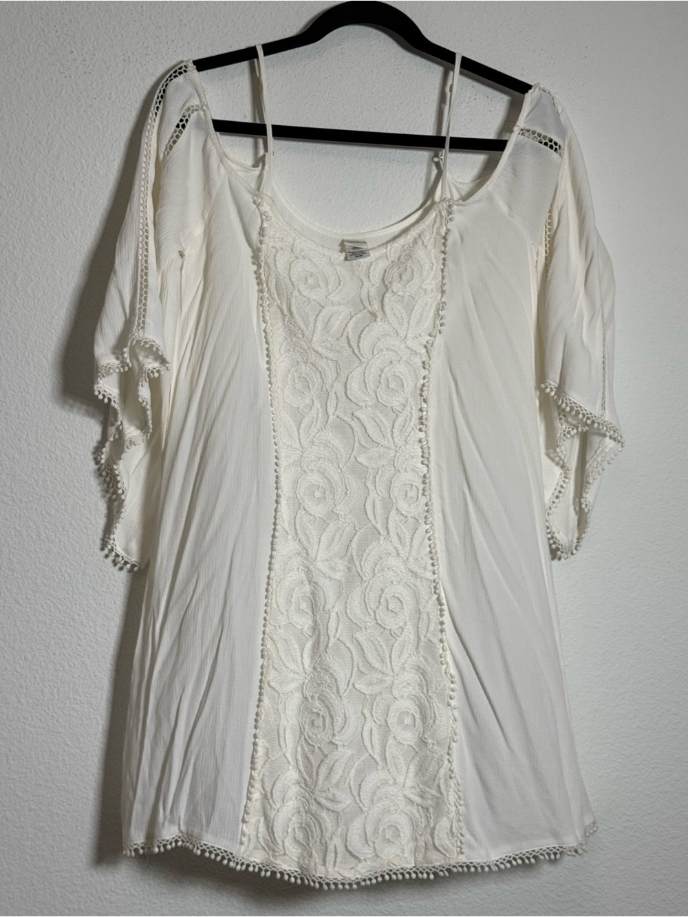 L*Space White Boho Lace Cover Up Dress Coastal Beach Resort Cottagecore Medium